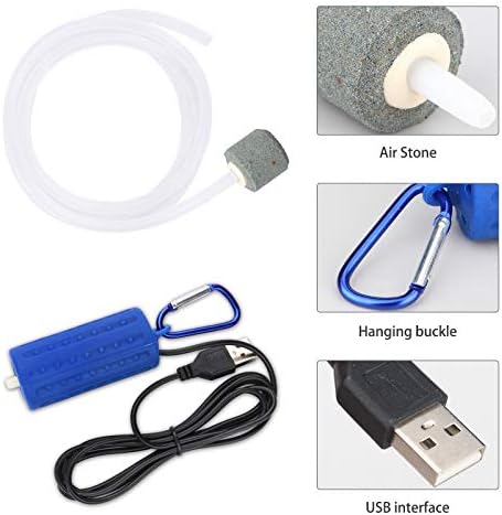 USB-Въздушна помпа за Аквариум, Сверхпрочный и Безшумен Въздушен Помпа за Аквариум, Мини-Нано-Въздушна помпа с Энергосбережением - Тъмно Син