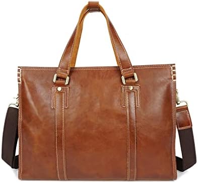ZLXDP Чанта от телешка кожа с централен слой, чанта през рамо, Компютърна Кожена Мъжка чанта, Мъжки портфейл (Цвят: D, размер: 1)