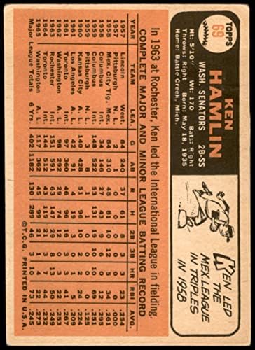 1966 Topps 69 Кен Хамлин Вашингтон Сенатърс (Бейзболна картичка) ДОБРИ сенатори