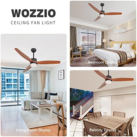 Вентилатор на тавана Wozzio 52 инча с подсветка и дистанционно управление, dc двигател, светодиодна подсветка, с регулируема яркост 3CCT, 3 Обратните дървени остриета, 6-ст?