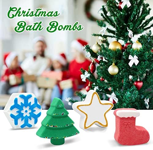 Коледни Бомбочки за баня за деца, Коледен Подаръчен комплект Бомбочек за баня за момчета и Момичета с Снежинкой Дядо Коледа, Коледен Чорап с една Звезда, Комплект от 4 опаковки в кутия за Подарък, Коледни Чорапи, Пяна