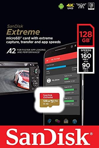 SanDisk Extreme (UHS-1 U3 / V30) Карта с памет A2 128 GB Micro SD (2 опаковки) за екшън камерата GoPro Hero 10 Black Hero10 SDXC (SDSQXA1-128G-GN6MN) в комплект с 1 устройство за четене на карти с памет microSD, Всички,