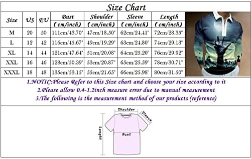 XXZY Тениски за голф Po-lo за Мъже на S, Ежедневни тениски с принтом за Хелоуин, с Цип, с отложным яка, Дълги Памучни Тениски, Мъжки