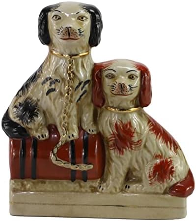Порцеланови Фигурки на кучета SYNWISH с ръчно рисувани, Седящи върху Барабана, Керамични Артикули Куче, за да украсят Дома, Уникални Подаръци