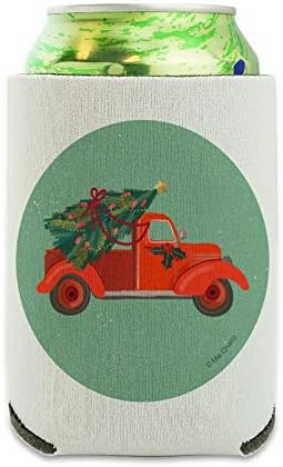 Старият Коледен Червен Камион и Охладител за консервени Кутии с коледната Елха - Държач за напитки Шушу Сгъваем Изолатор - Притежателя с изолация за напитки
