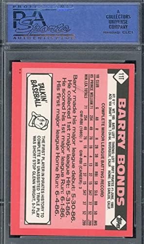 Бари Бондс 1986 Топпс Търгувам бейзболна картичка начинаещ RC 11T с оценка на PSA 9