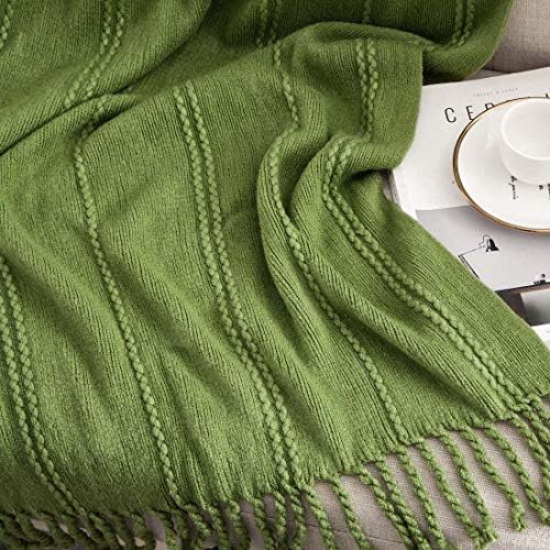 Вязаное Покривки Revdomfly, Зелено, Една, Тъкани Одеяла с Ресни и пискюли за разтегателни дивана, 47 x 67 на Зелено