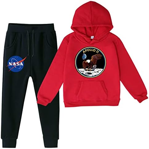 UMocan Kid/Руното Hoody с качулка за деца и Спортни Панталони с еластичен ластик На талията, Комплект, Пуловер с дълги ръкави, Hoody на НАСА