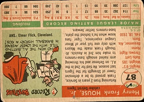 1955 Topps 87 Франк Къща на Детройт Тайгърс (Бейзболна картичка) ЛОШ Тигри