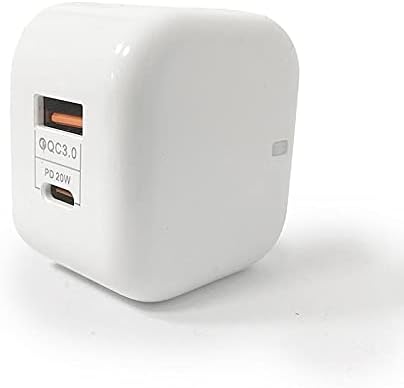 Зарядно устройство BoxWave, съвместимо с превъзходно преносим монитор QLED N156N01 (15,6 инча) - миникуб PD (20 W), стенно зарядно устройство PD USB Type-C с мощност 20 W - Зимен Бял