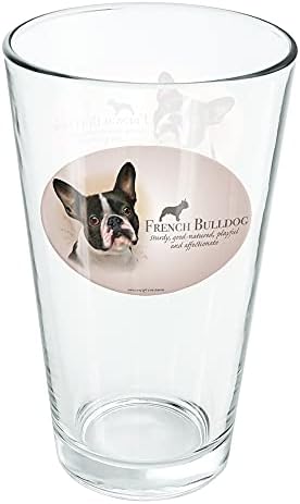 Чаша за кучета от породата френски булдог, 16 унции, Пинта, Закалено Стъкло, Печатен дизайн и Идеален подарък за феновете | идеално за студени напитки, газирана вода, вода