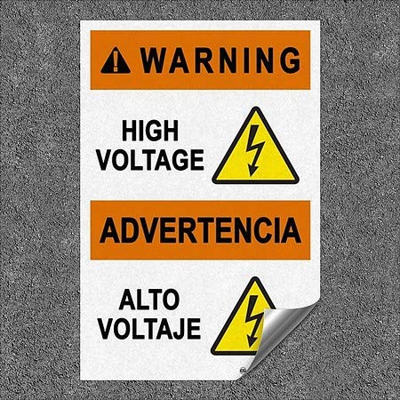 CGSignLab | Предупредителен знак за високо напрежение Сверхпрочная Промишлена Самозалепваща Алуминиева Стикер на стената | 32 x48