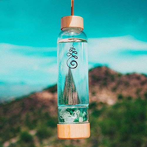 Бутилка за вода Бодхи Еликсир Crystal Water Bottle - Кристален бутилка за Минерална вода, бутилка за вода от кварцов кристал, включва Скъпоценни камъни и Защитен неопреновый ръкав