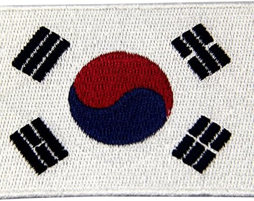 Флаг на Южна Корея Корейска апликация с нашивкой от желязо Среден размер Е с размери от 1,13 инча височина и 1,75 инча ширина.