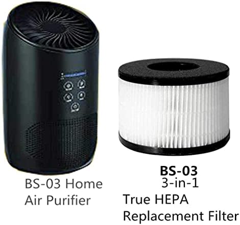 Заменяеми филтър Yonice BS-03 True HEPA, Съвместим с въздушен филтър PARTU BS-03, част от U и Част X, филтрираща Система 3 в 1 (2 опаковки)