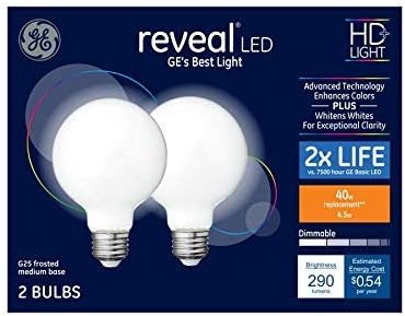 GE Reveal 2 набор от led лампи с мощност 40 W, с регулируема яркост, улучшающих цвят led осветителни тела G25, 42686